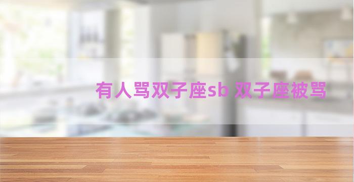 有人骂双子座sb 双子座被骂